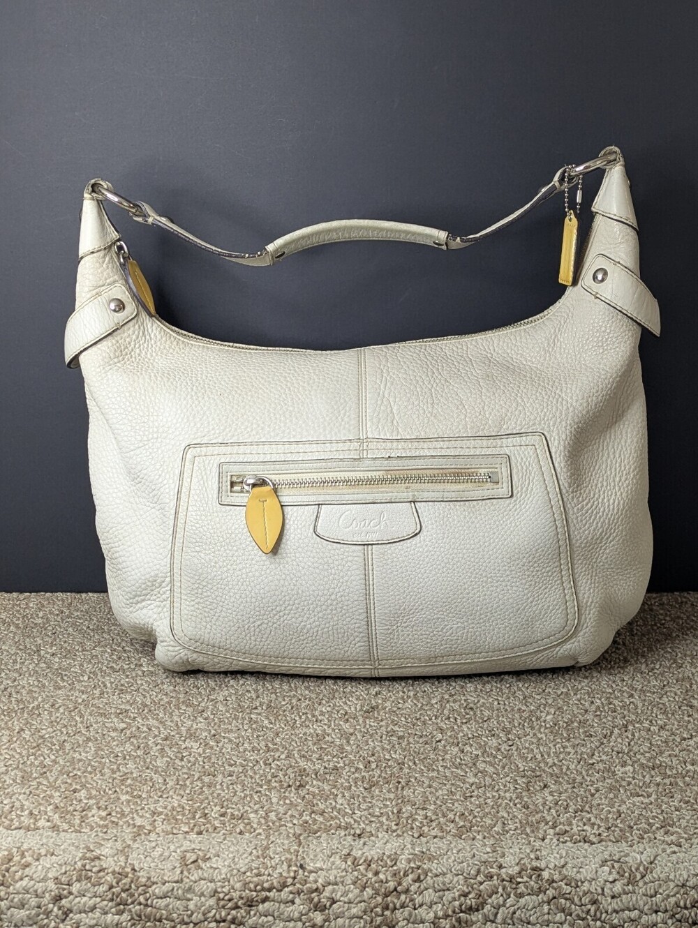 Coach Penelope Y2K Hobo Shoulder Purse Vintage Ivory Cream Pebbled Leather